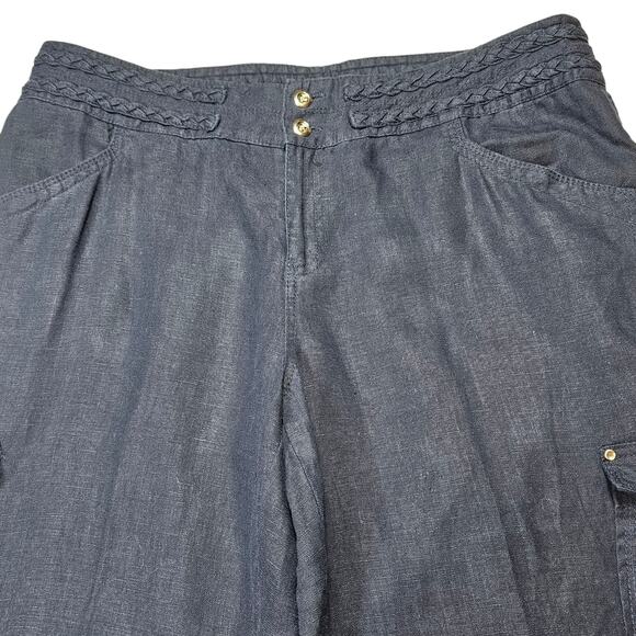 INC International Concepts 100% Linen Navy Curvy Fit Cargo Convertible Pants 14 - Picture 2 of 13